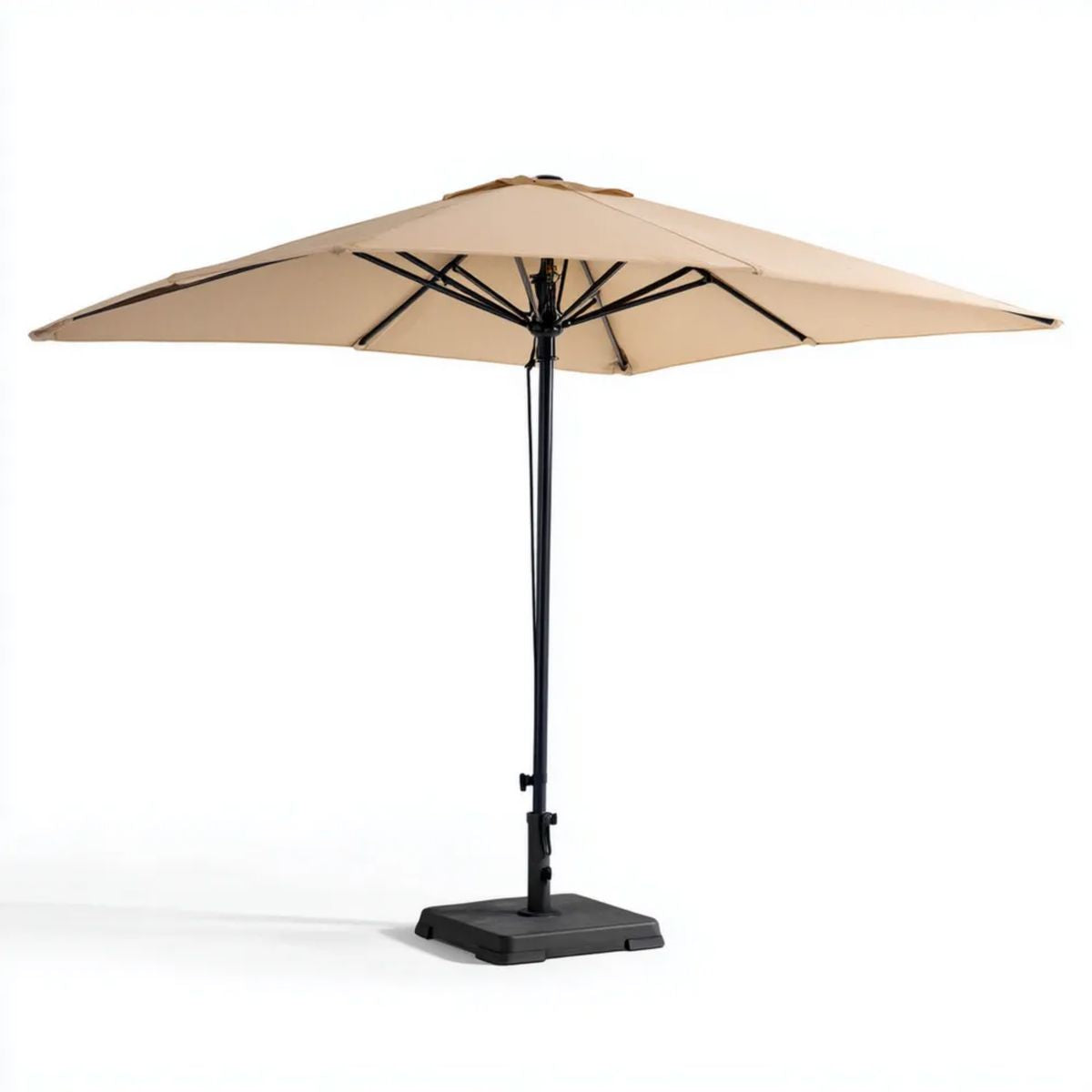 Parasol lub markiza ogrodowa, Poliester i stal krzemionkowa, ośmiokątny Ø 300 cm z korbą i podstawą
