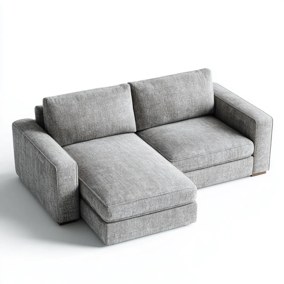 Sofa, Kanapa narożna z szarym, lewym rekamerem 220 x 150 x 85 cm poliestrowy prostokątna