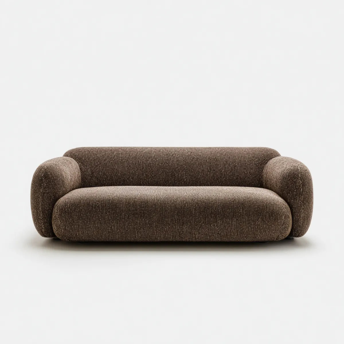sofa 2-osobowa brązowa z poliestrowego sznura 180 x 90 x 72 cm z zaokrąglonymi podłokietnikami
