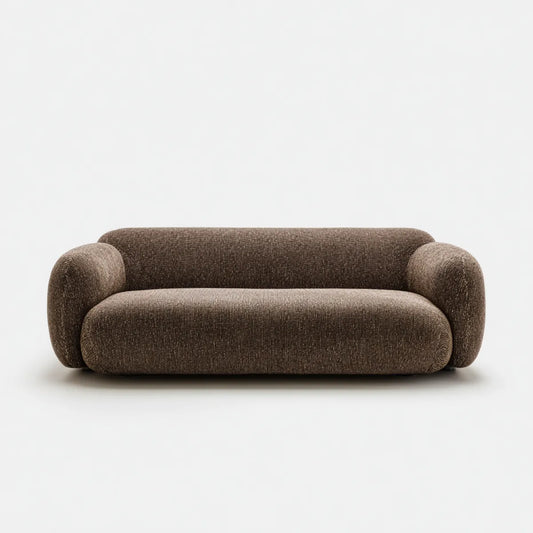 sofa 2-osobowa brązowa z poliestrowego sznura 180 x 90 x 72 cm z zaokrąglonymi podłokietnikami