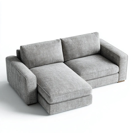 Sofa, Kanapa narożna z szarym, lewym rekamerem 220 x 150 x 85 cm poliestrowy prostokątna