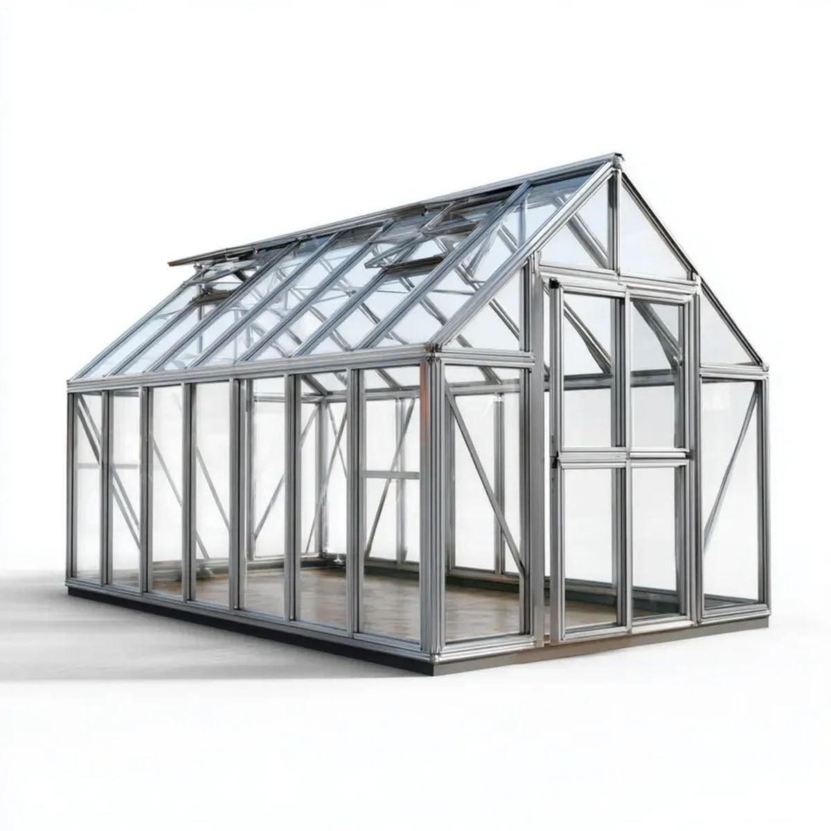 Srebrny prostokątny rail ogrodowy z aluminium i przezroczystego poliwęglanu 310 x 250 x 240 cm