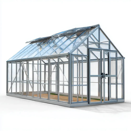 Greenhouse z podwójnym drzwi antracyt 300 x 400 x 250 cm aluminium bezpieczne szkło siodełko dach