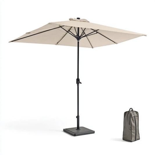 Parasol lub markiza ogrodowa, Beż kwadratowy poliester z poliestru ogród cementowy z stalą cementową, podstawa i magazyn z pokrywą, 250 x 250 cm