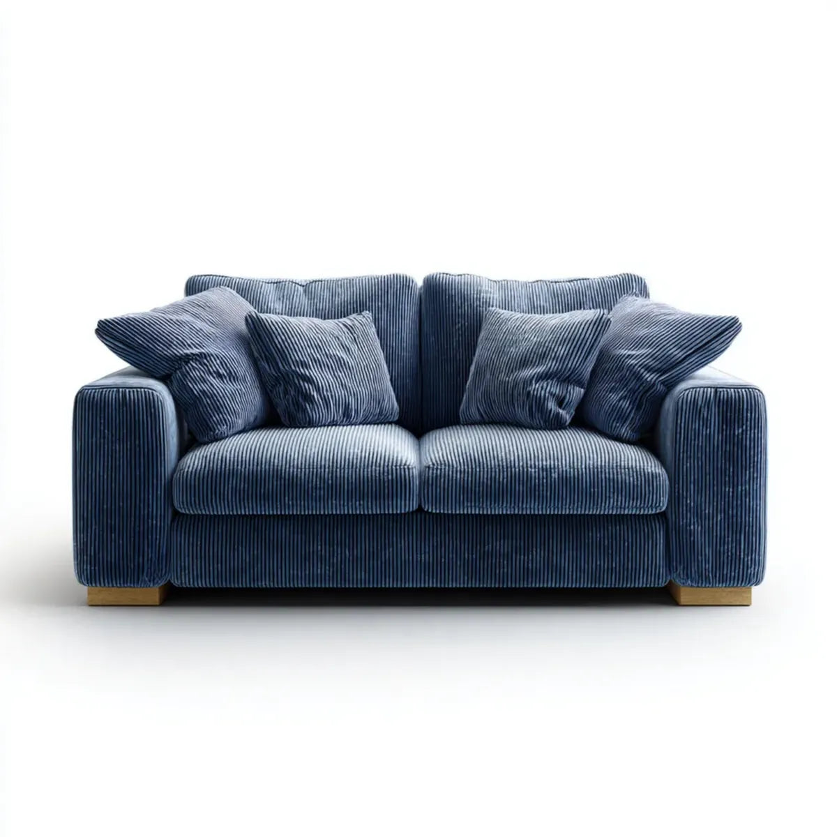 sofa 2-osobowa ciemnoniebieski 180 x 90 x 85 cm poliestrowy sznur z litymi nóżkami z drewna prostokątne