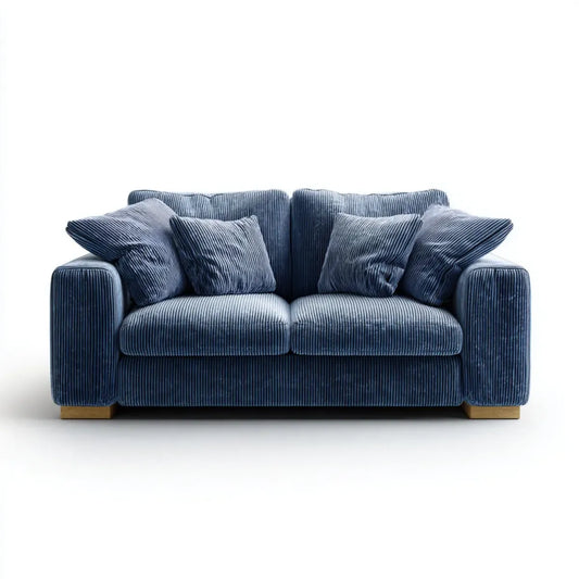 sofa 2-osobowa ciemnoniebieski 180 x 90 x 85 cm poliestrowy sznur z litymi nóżkami z drewna prostokątne