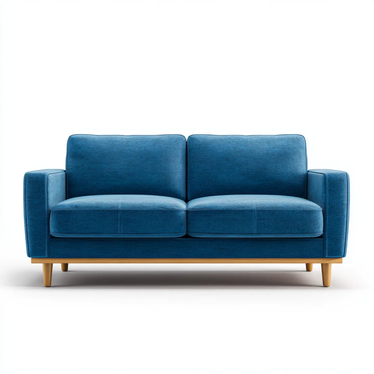 sofa 2-osobowa Niebieski 160 x 85 x 85 cm z tapicerką poliestrową i litymi nogami z drewna prostokątnego