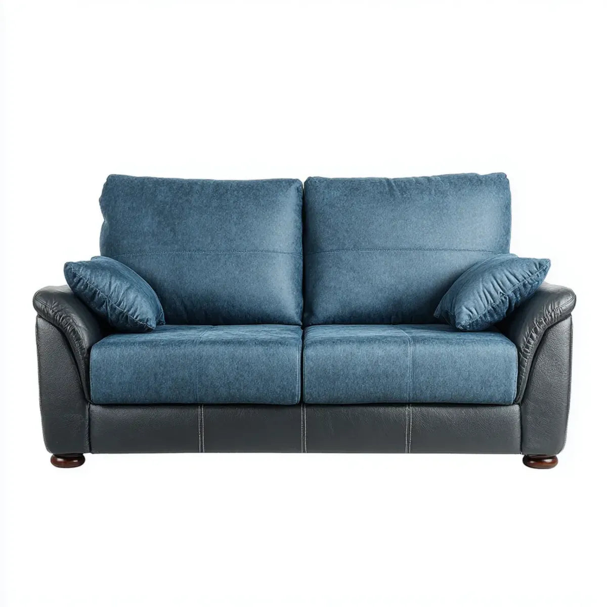 sofa 2-osobowa Niebieski czarny 160 x 90 x 90 cm poliestrowy mikrofiber PVC sztuczna skóra prostokątna