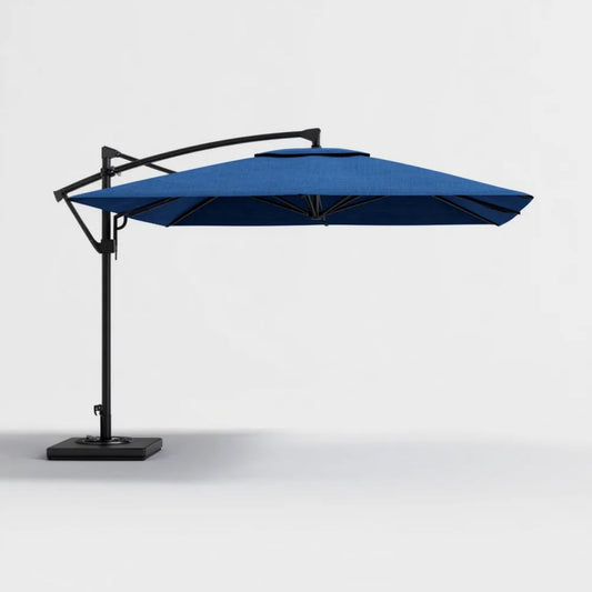 Parasol lub markiza ogrodowa, Niebieski kwadratowy wspornikowy parasol w poliestrze i stali krzemowej, 300 x 300 cm
